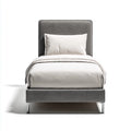 Single Bed 90x200x100 cm - Upholstered Velvet - Light Grey - Modern Design