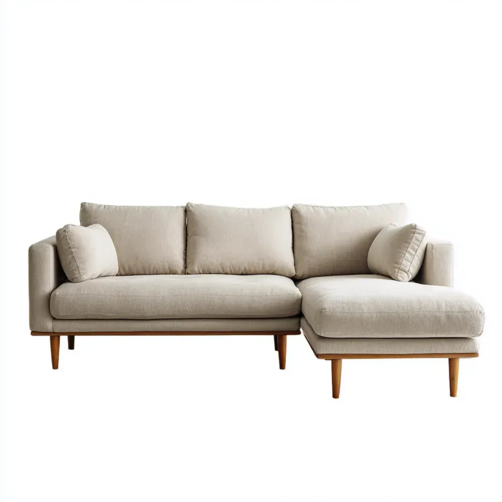 Modern Corner Sofa Set Fabric Upholstery 250x150x85 cm - Beige