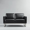 Leather Sofa 180x80x75 cm - Modern Design Black