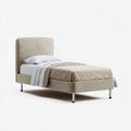 Single Bed Upholstered Fabric 200x100x90 cm - Beige - Modern Design