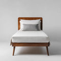 Single Bed Solid Wood Frame 200x90x35 cm - Walnut - Modern Design