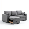 Sectional Sofa with Storage 220 x 150 x 85 cm - Fabric Upholstery in Light Gray - Modern Design