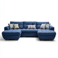 Sectional Sofa Fabric Upholstered L-Shaped 250x90x85 cm – Blue – Modern Design