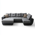 Sectional Sofa Fabric Upholstered 300x200x90 cm - Light Grey/Black - Modern Design