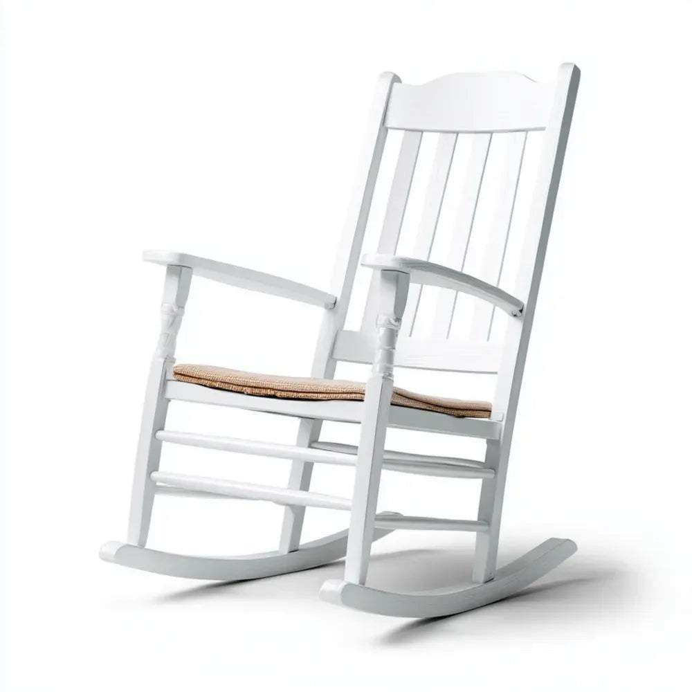 Wooden Patio Rocking Chair 50x45x110 cm - White - Classic Design