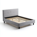 Upholstered Bed Frame - Fabric 160x200x90 cm - Light Grey - Contemporary Design