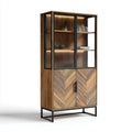 Display Cabinet 180x90x40 cm - Wood and Glass - Natural Finish - Modern Style